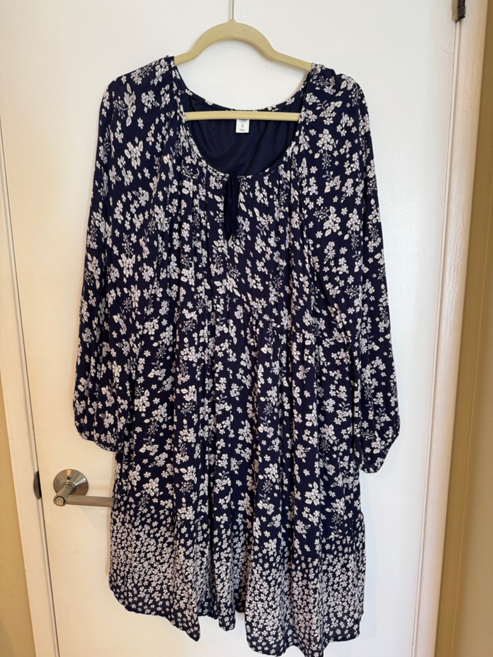 Old Navy Navy Blue Floral Long Sleeve Swing Dress